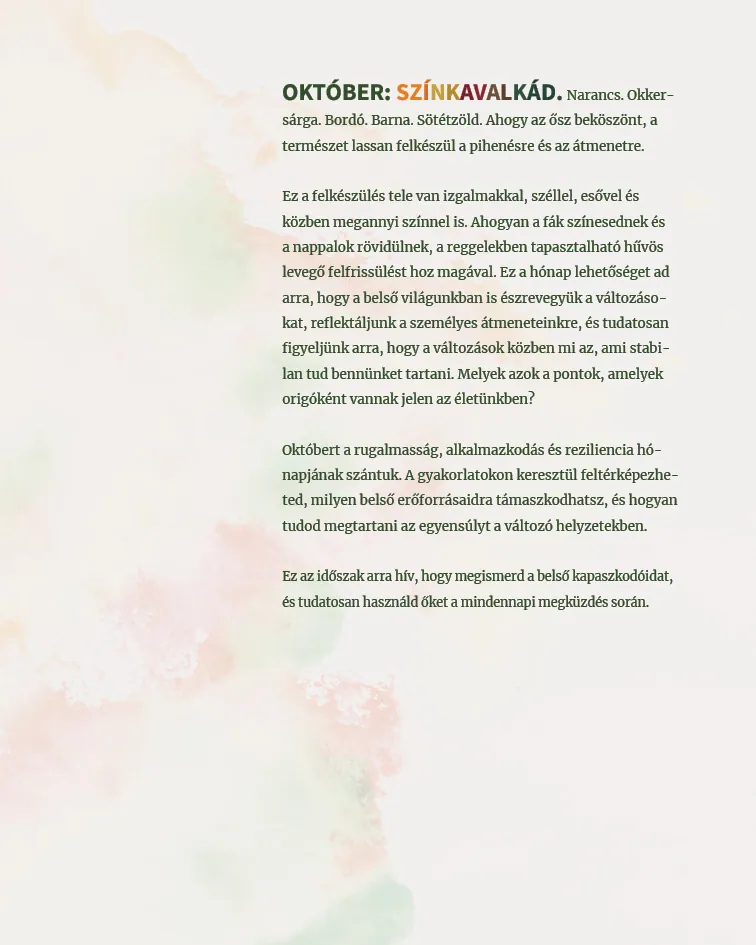 "October: a riot of colour" — the month's introduction