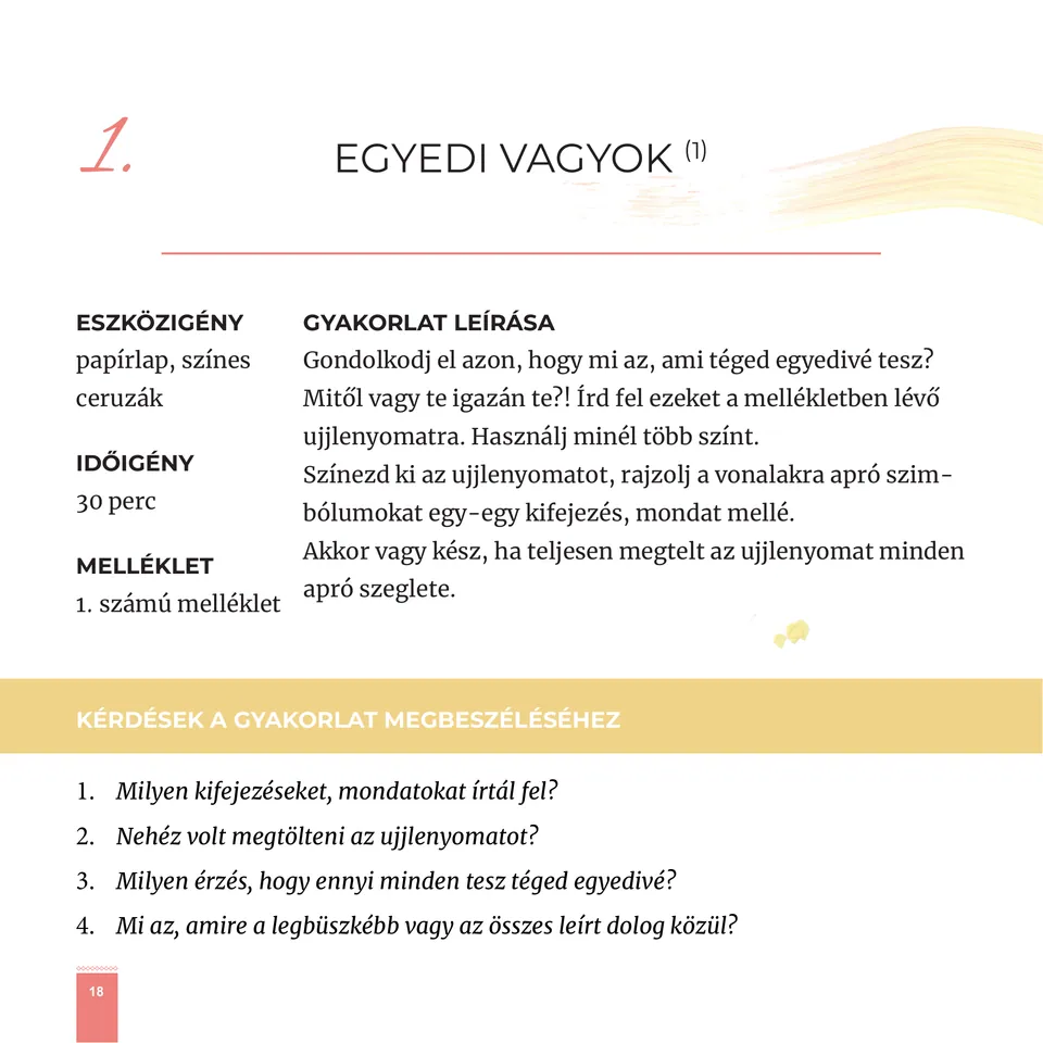 1. I am unique — the exercise's description and questions